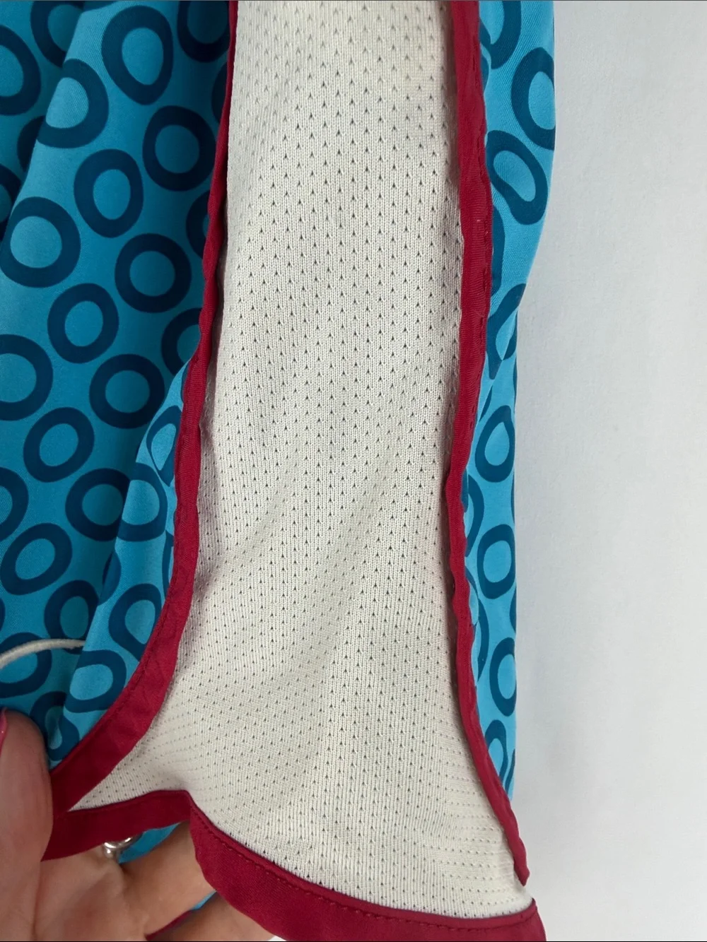Nike Women’s Teal Circle-Print Athletic Shorts with MaroonTrim